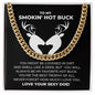 To My Smokin Hot Buck Cuban Chain Necklace for Him | Hunting Couple Jewelry Gift | Valentine's Gift for Outdoorsy Man, Soulmate, Boyfriend