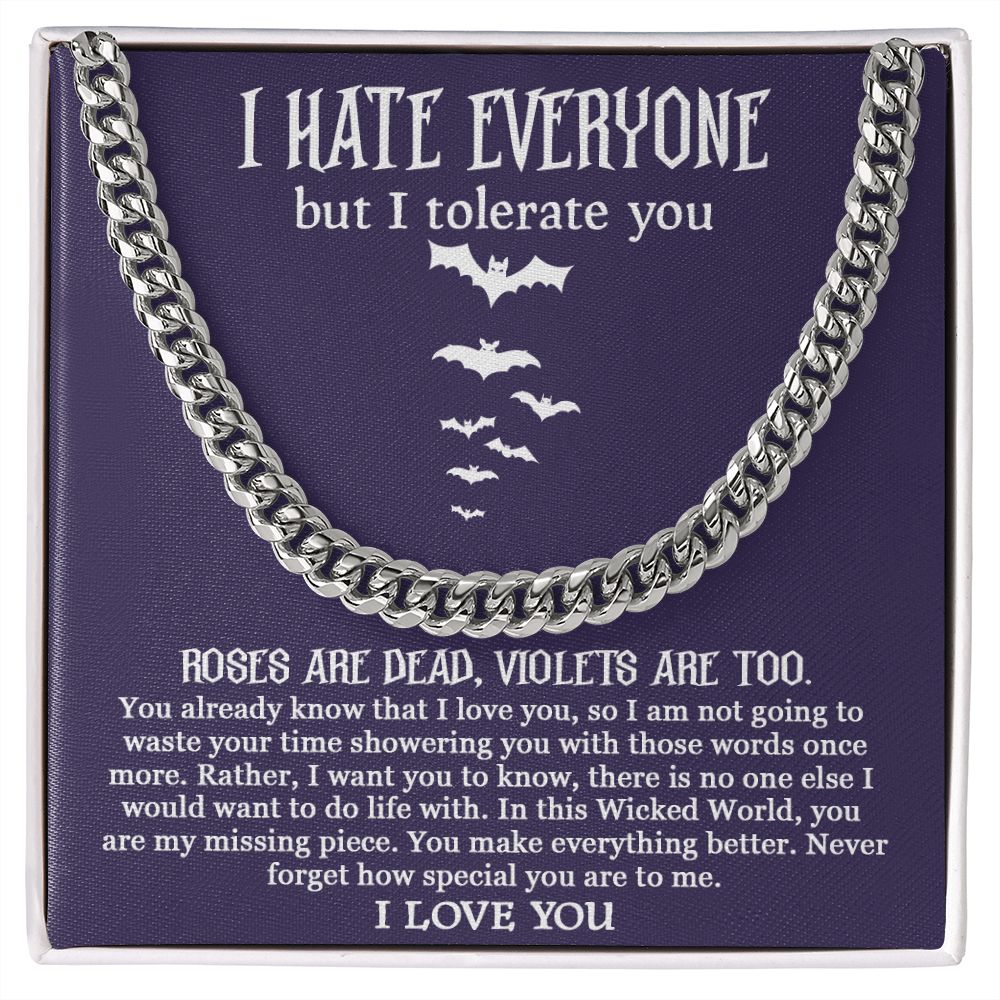 I Tolerate You Necklace, Valentine's Day Gift For Boyfriend,  Valentine's Gift For Him, To My Boyfriend Cuban Link Chain