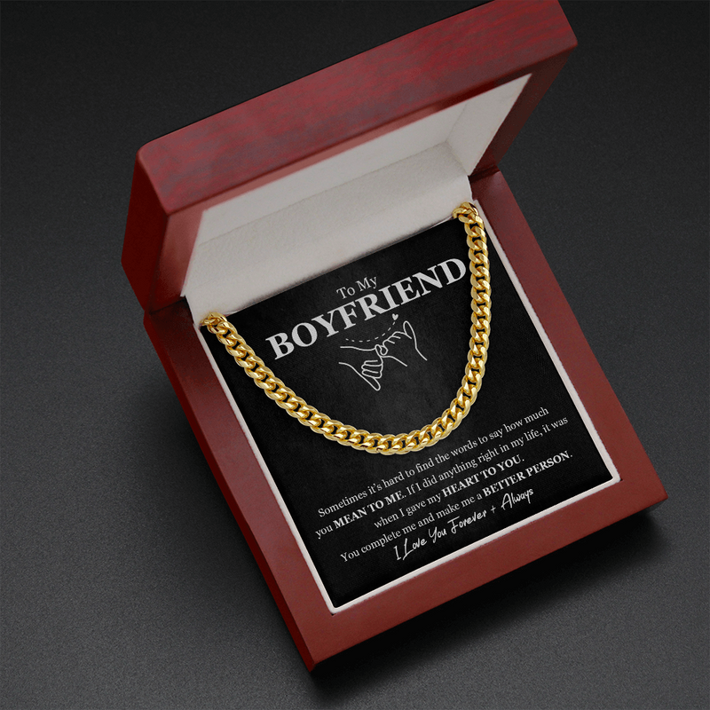 To My Boyfriend Pinky Swear Cuban Chain Link Necklace | Romantic Gift for Boyfriend, Appreciation Gift for Boyfriend, Gift for Boyfriend