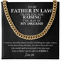 To My Father In Law Cuban Chain Link Gift | Father of the Bride Groom Gift | Gift For Husband's Dad | Thank You For Raising The Man Of My Dreams
