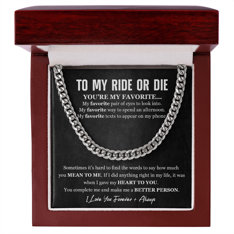 To My Ride Or Die Chain Necklace, Sentimental Gift for Boyfriend, Anniversary Gift for Husband, Boyfriend Birthday
