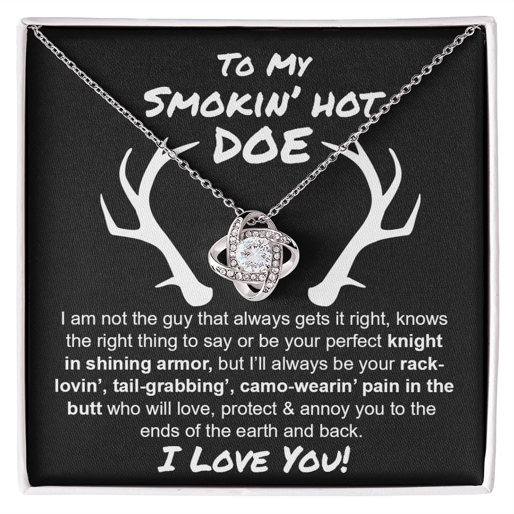 To My Smokin Hot Doe Love Knot Necklace | Hunting Couple Jewelry Gift