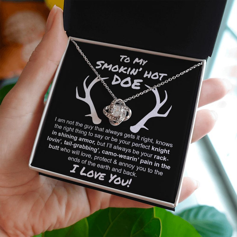 To My Smokin Hot Doe Love Knot Necklace | Hunting Couple Jewelry Gift