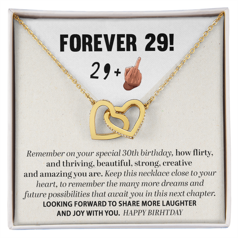 Sarcastic 30th Birthday Necklace Gift For Woman, Interlocked Heart Necklace, Meaningful 30th Gift