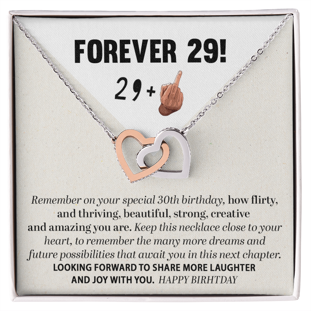 Sarcastic 30th Birthday Necklace Gift For Woman, Interlocked Heart Necklace, Meaningful 30th Gift