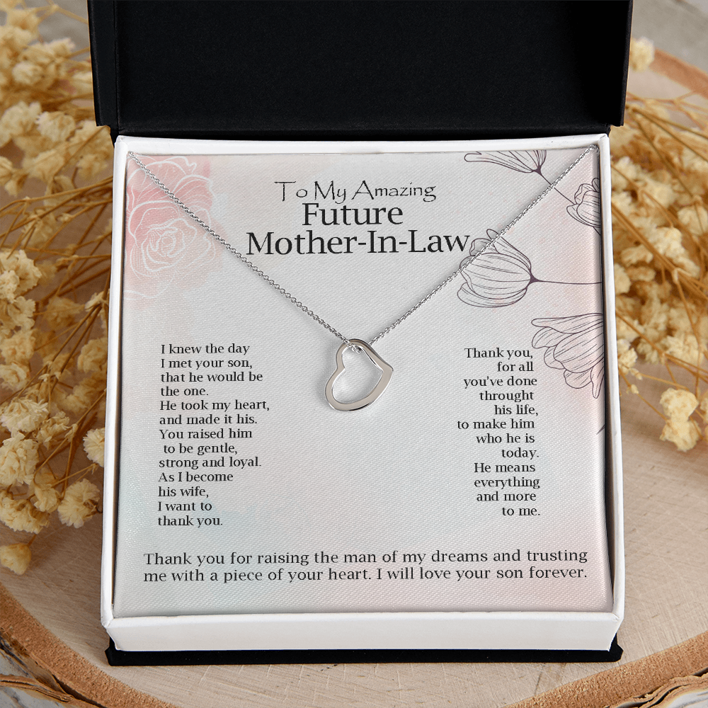 To My Amazing Future Mother-In-Law  Heart Necklace | Gift for Boyfriend's Mom | Mother In Law Wedding Gift From Bride | Mother of the Groom Necklace | Future Mother in Law Wedding Gift | Sentimental Gift For Mother-In-Law