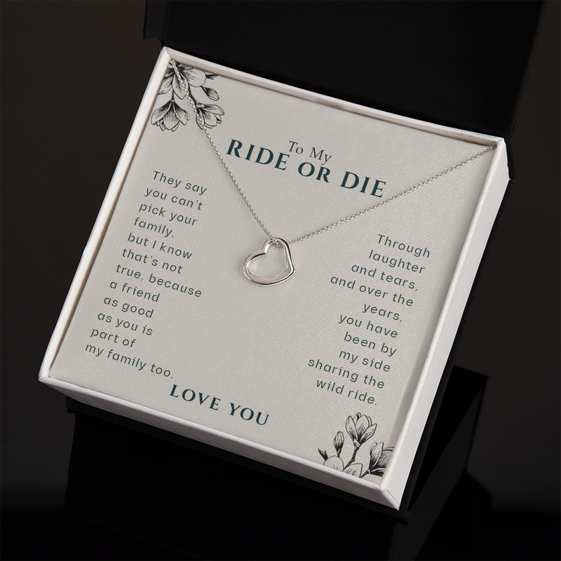 To My Ride Or Die Best Friend Heart Necklace | BFF, Best Friend, Unbiological Sister, Birthday Gifts, Best Friend Gift