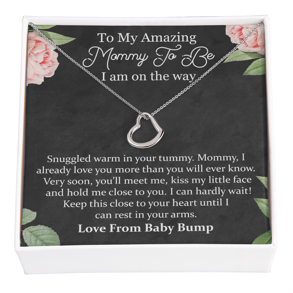 To My Amazing Mommy New Heart Necklace | Gift From Baby Bump | Pregnancy Gift for Best Friend | New Mom Necklace Gift from Husband