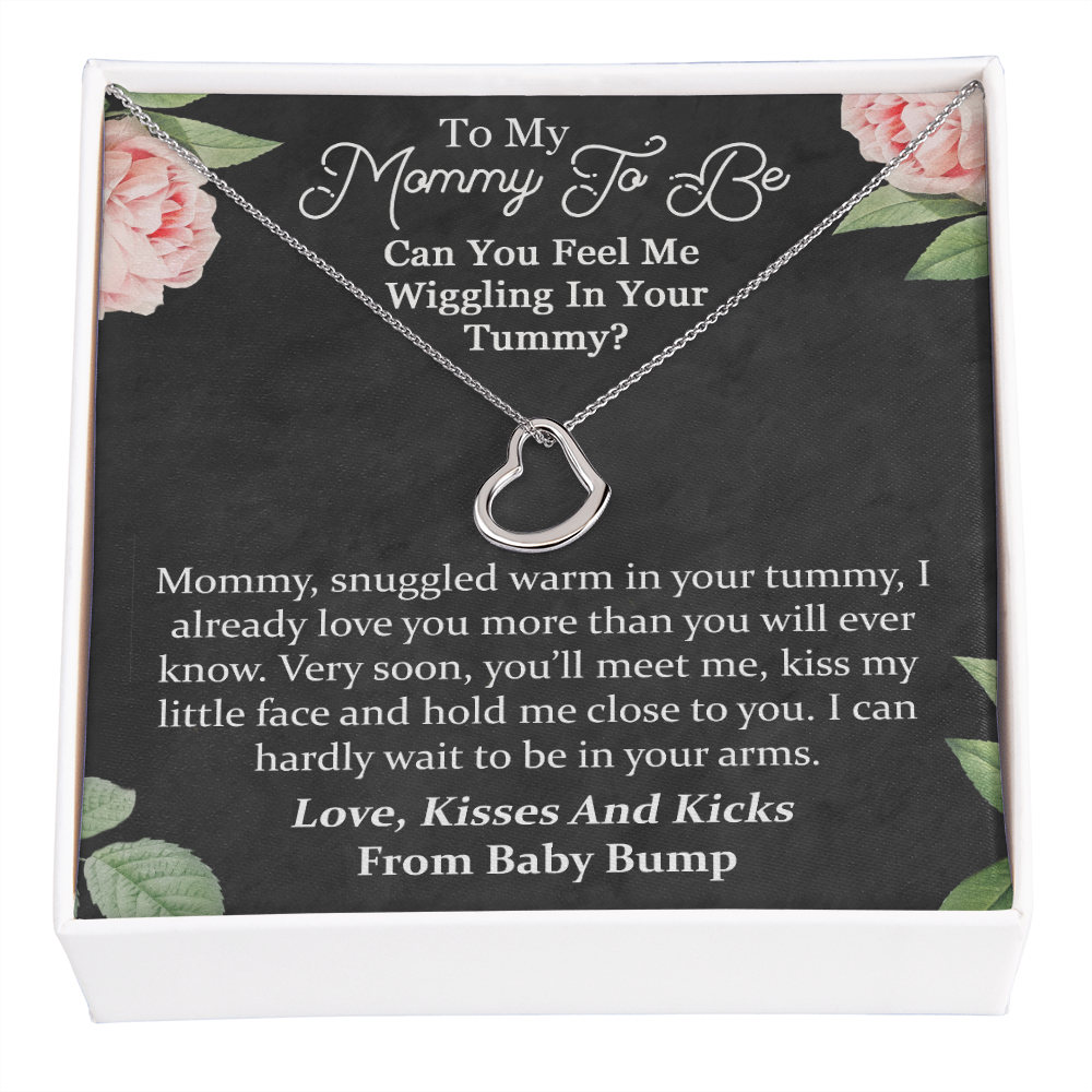 Can You Feel Me Wiggling In Your Tummy New Heart Necklace | Gift From Baby Bump | New Mom Gift for Best Friend | First Time Mom Necklace Gift
