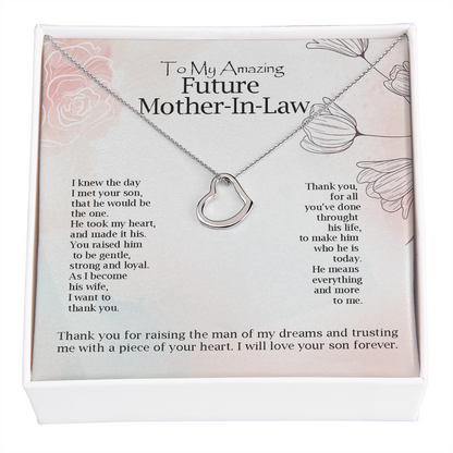 To My Amazing Future Mother-In-Law  Heart Necklace | Gift for Boyfriend's Mom | Mother In Law Wedding Gift From Bride | Mother of the Groom Necklace | Future Mother in Law Wedding Gift | Sentimental Gift For Mother-In-Law