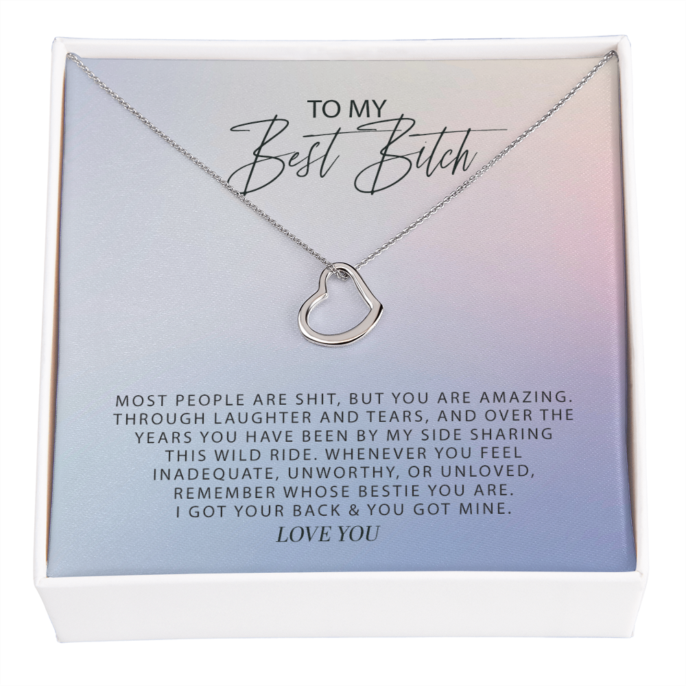 To My Best Bitch Best Friend Heart Necklace |  Best Friend Birthday Gift | Unbiological Sister Birthday Gifts | Best Friends Forever | Best Friend Necklace