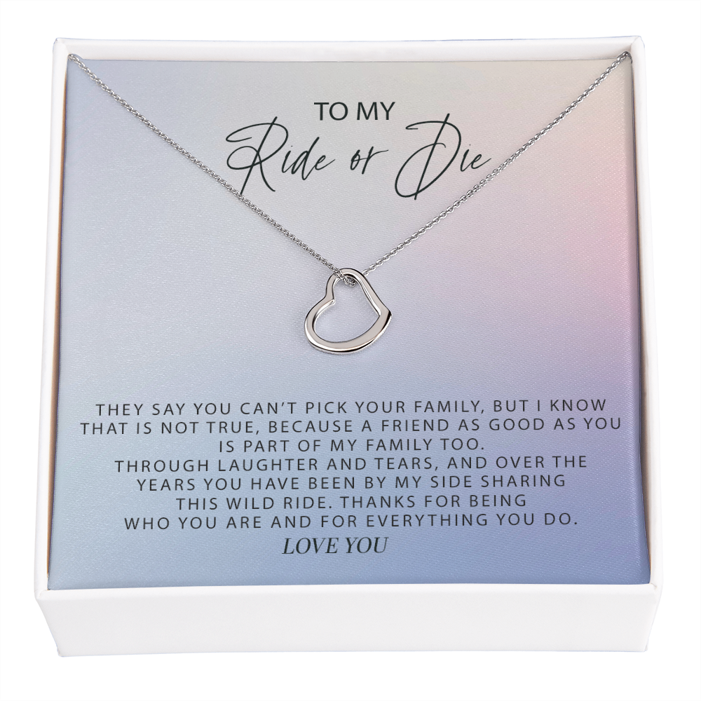 To My Ride Or Die Best Friend Heart Necklace |  Best Friend Birthday Gift | Unbiological Sister Birthday Gifts | Best Friends Forever | Best Friend Necklace