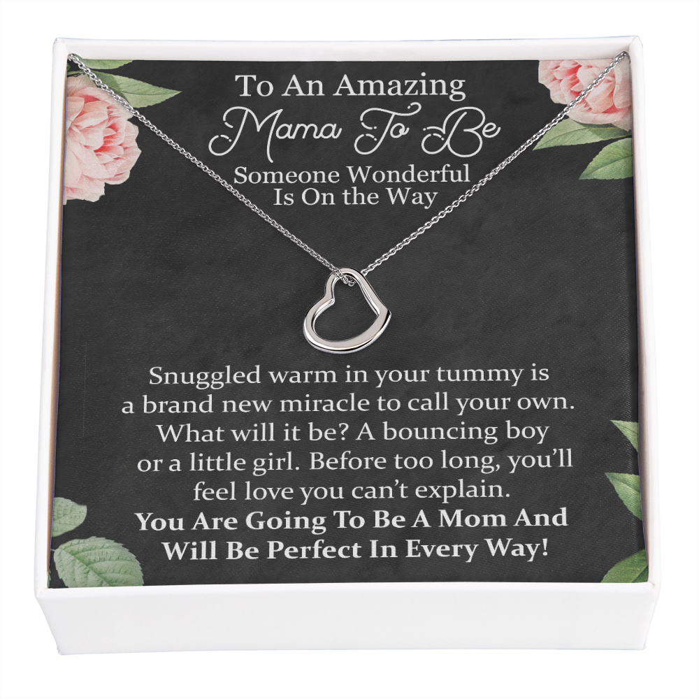 To An Amazing Mama To Be New Heart Necklace | Gift for First Time Mom | Pregnancy Gift for Best Friend | Future New Mom To Be Necklace Gift