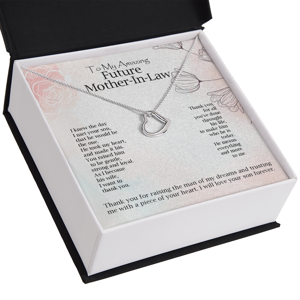 To My Amazing Future Mother-In-Law  Heart Necklace | Gift for Boyfriend's Mom | Mother In Law Wedding Gift From Bride | Mother of the Groom Necklace | Future Mother in Law Wedding Gift | Sentimental Gift For Mother-In-Law