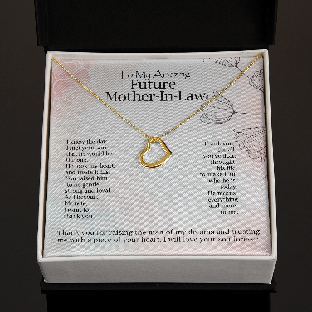 To My Amazing Future Mother-In-Law  Heart Necklace | Gift for Boyfriend's Mom | Mother In Law Wedding Gift From Bride | Mother of the Groom Necklace | Future Mother in Law Wedding Gift | Sentimental Gift For Mother-In-Law