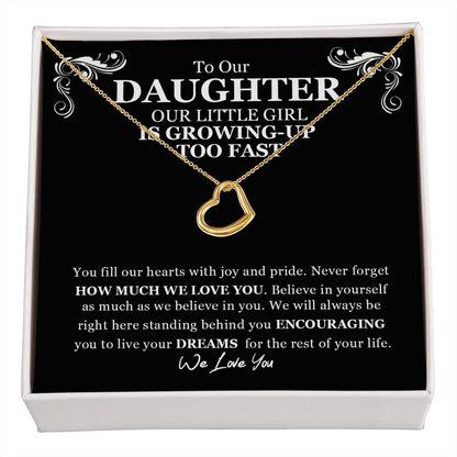 To Our Daughter Delicate Heart Necklace | Gift For Daughter From Mom & Dad, Daughter Birthday, Daughter Graduation