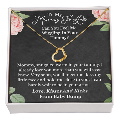 Can You Feel Me Wiggling In Your Tummy New Heart Necklace | Gift From Baby Bump | New Mom Gift for Best Friend | First Time Mom Necklace Gift