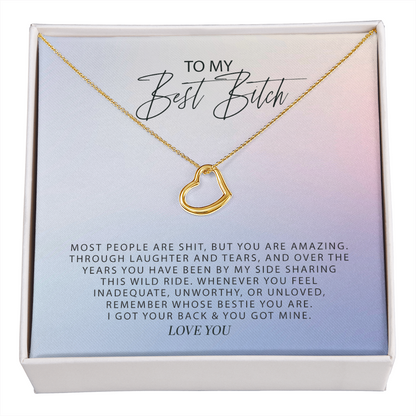To My Best Bitch Best Friend Heart Necklace |  Best Friend Birthday Gift | Unbiological Sister Birthday Gifts | Best Friends Forever | Best Friend Necklace