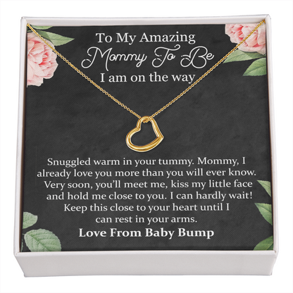 To My Amazing Mommy New Heart Necklace | Gift From Baby Bump | Pregnancy Gift for Best Friend | New Mom Necklace Gift from Husband