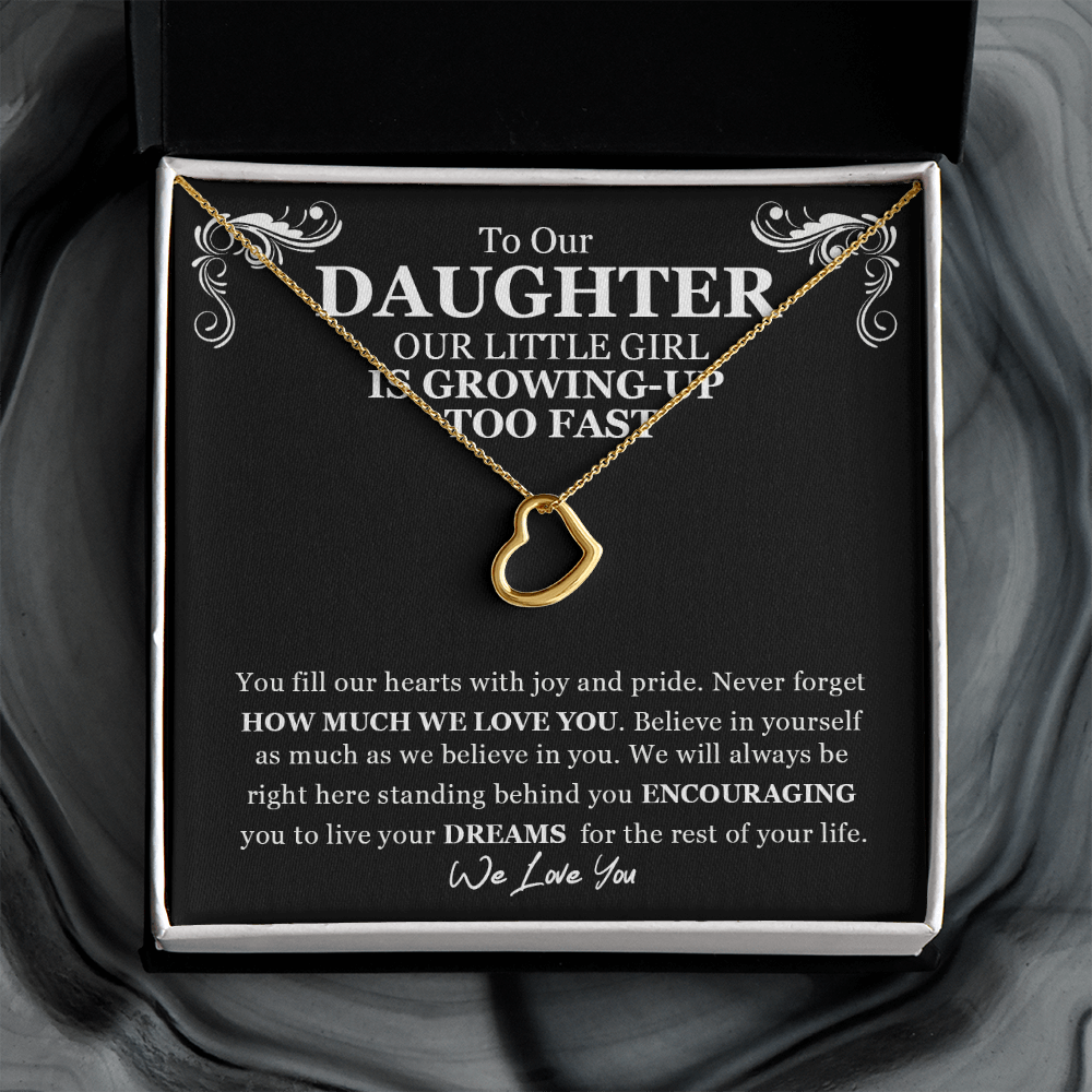 To Our Daughter Delicate Heart Necklace | Gift For Daughter From Mom & Dad, Daughter Birthday, Daughter Graduation
