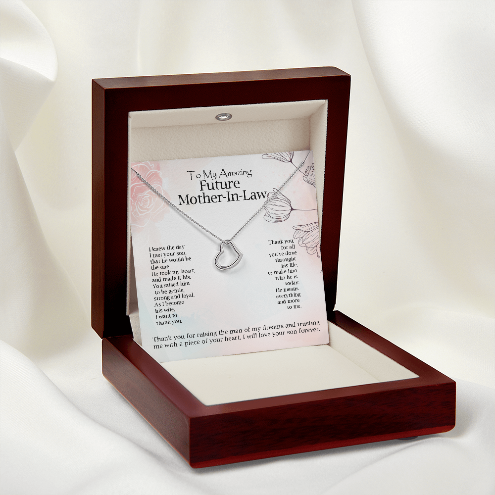 To My Amazing Future Mother-In-Law  Heart Necklace | Gift for Boyfriend's Mom | Mother In Law Wedding Gift From Bride | Mother of the Groom Necklace | Future Mother in Law Wedding Gift | Sentimental Gift For Mother-In-Law