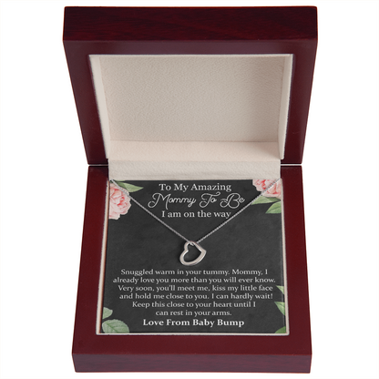 To My Amazing Mommy New Heart Necklace | Gift From Baby Bump | Pregnancy Gift for Best Friend | New Mom Necklace Gift from Husband