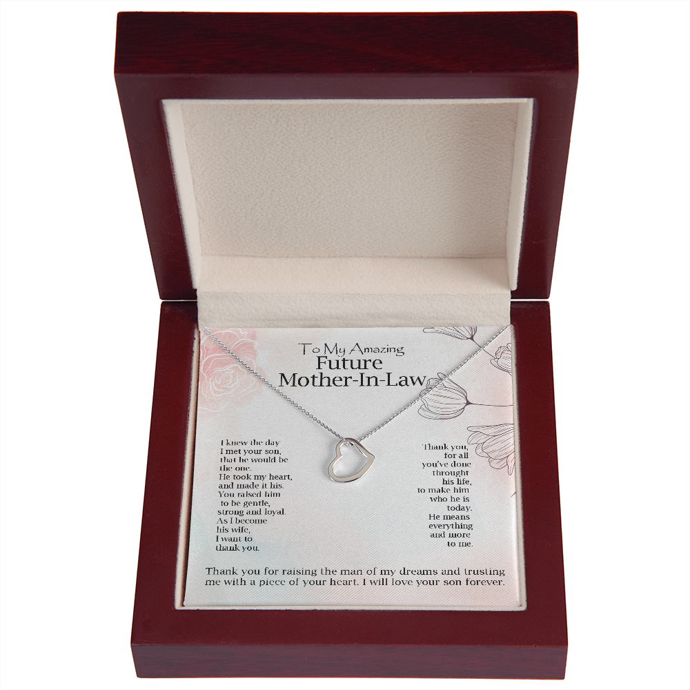 To My Amazing Future Mother-In-Law  Heart Necklace | Gift for Boyfriend's Mom | Mother In Law Wedding Gift From Bride | Mother of the Groom Necklace | Future Mother in Law Wedding Gift | Sentimental Gift For Mother-In-Law