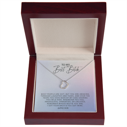 To My Best Bitch Best Friend Heart Necklace |  Best Friend Birthday Gift | Unbiological Sister Birthday Gifts | Best Friends Forever | Best Friend Necklace
