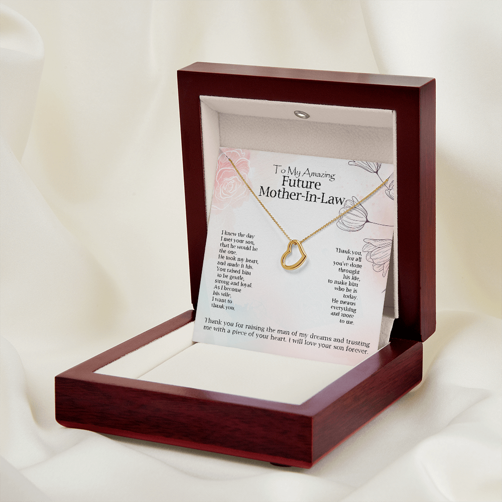 To My Amazing Future Mother-In-Law  Heart Necklace | Gift for Boyfriend's Mom | Mother In Law Wedding Gift From Bride | Mother of the Groom Necklace | Future Mother in Law Wedding Gift | Sentimental Gift For Mother-In-Law