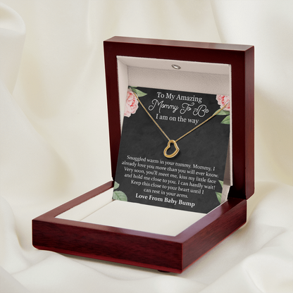 To My Amazing Mommy New Heart Necklace | Gift From Baby Bump | Pregnancy Gift for Best Friend | New Mom Necklace Gift from Husband