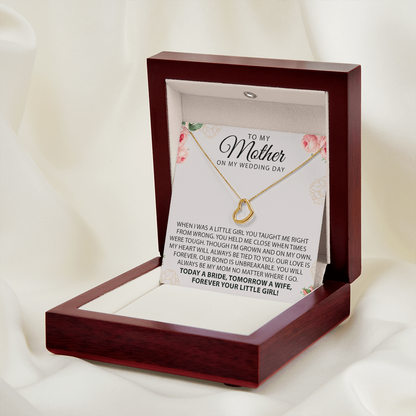To My Mother On My Wedding Day Heart Necklace | Gift for Bride Mom |  Wedding Gift For Mom | Mother of the Bride Wedding Gift | Sentimental Necklace Gift For Mother