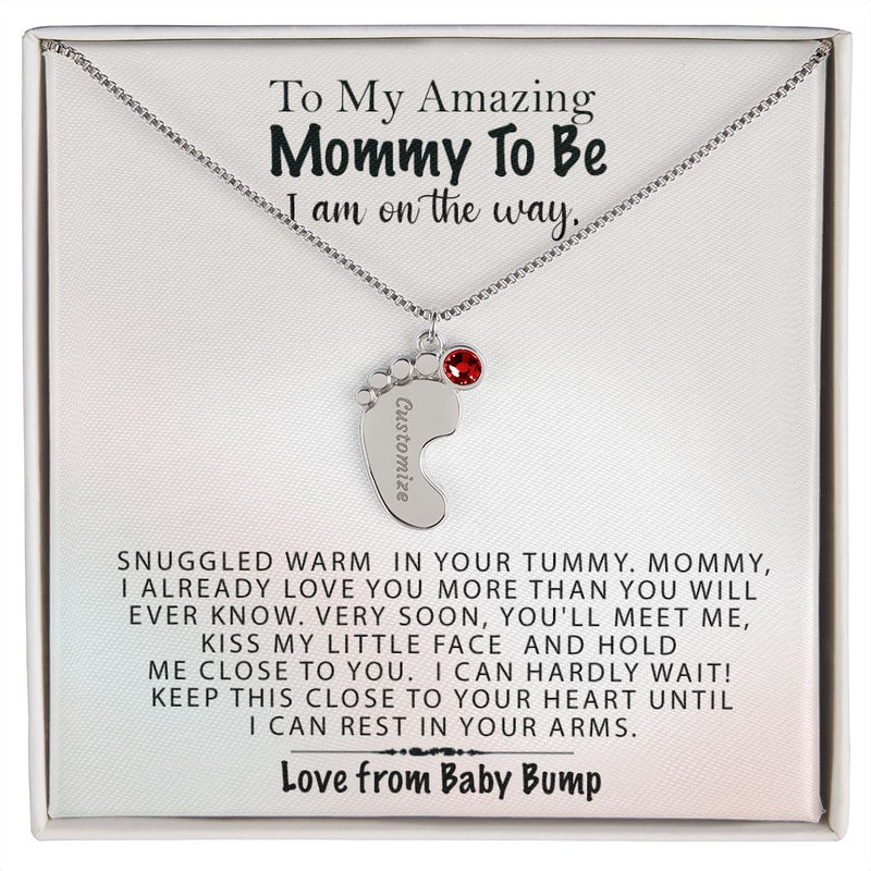 Mommy To Be Birthstone Necklace, First Mother's Day Gift, New Mom Gift, 1st Mothers Day, Gift From Baby Bump