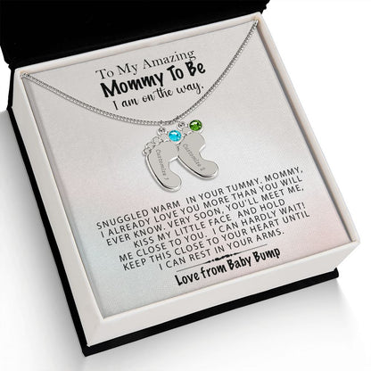 Mommy To Be Birthstone Necklace, First Mother's Day Gift, New Mom Gift, 1st Mothers Day, Gift From Baby Bump