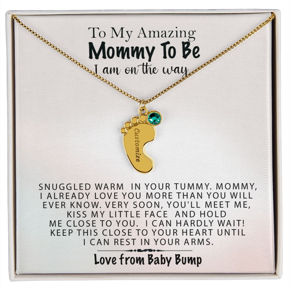 Mommy To Be Birthstone Necklace, First Mother's Day Gift, New Mom Gift, 1st Mothers Day, Gift From Baby Bump