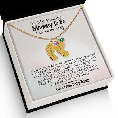 Mommy To Be Birthstone Necklace, First Mother's Day Gift, New Mom Gift, 1st Mothers Day, Gift From Baby Bump