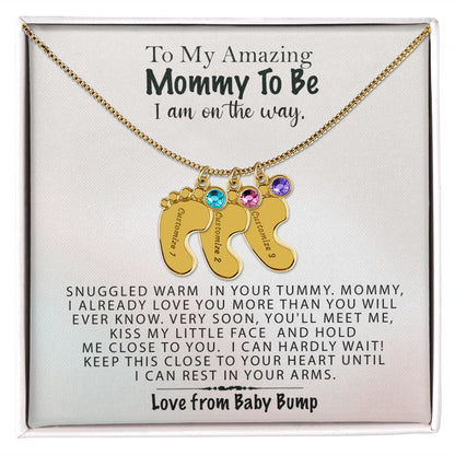 Mommy To Be Birthstone Necklace, First Mother's Day Gift, New Mom Gift, 1st Mothers Day, Gift From Baby Bump
