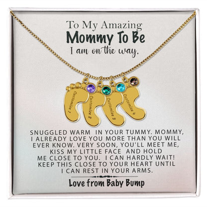 Mommy To Be Birthstone Necklace, First Mother's Day Gift, New Mom Gift, 1st Mothers Day, Gift From Baby Bump