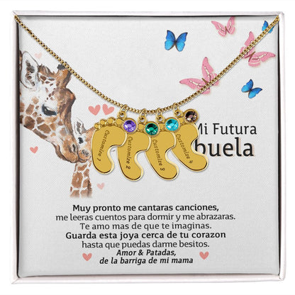 Abuela To Be Birthstone Necklace | Abuela Announcement from Baby Bump | Abuela Mother's Day Gift