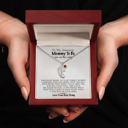Mommy To Be Birthstone Necklace, First Mother's Day Gift, New Mom Gift, 1st Mothers Day, Gift From Baby Bump