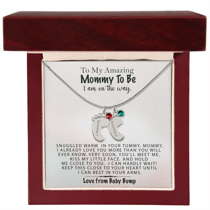 Mommy To Be Birthstone Necklace, First Mother's Day Gift, New Mom Gift, 1st Mothers Day, Gift From Baby Bump