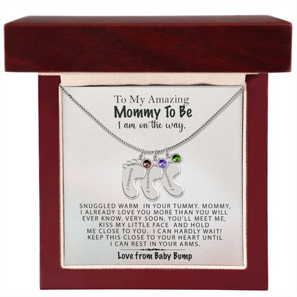 Mommy To Be Birthstone Necklace, First Mother's Day Gift, New Mom Gift, 1st Mothers Day, Gift From Baby Bump