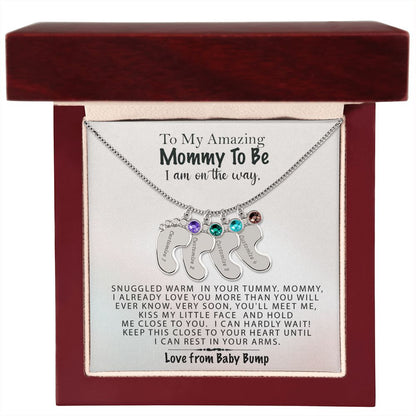 Mommy To Be Birthstone Necklace, First Mother's Day Gift, New Mom Gift, 1st Mothers Day, Gift From Baby Bump