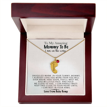 Mommy To Be Birthstone Necklace, First Mother's Day Gift, New Mom Gift, 1st Mothers Day, Gift From Baby Bump