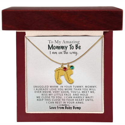 Mommy To Be Birthstone Necklace, First Mother's Day Gift, New Mom Gift, 1st Mothers Day, Gift From Baby Bump