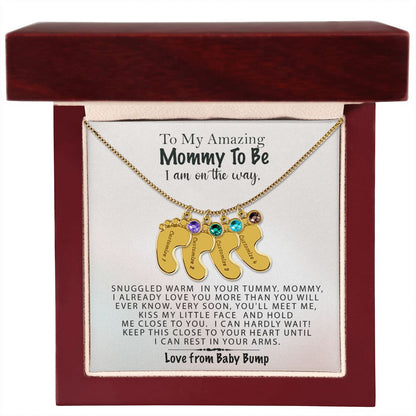 Mommy To Be Birthstone Necklace, First Mother's Day Gift, New Mom Gift, 1st Mothers Day, Gift From Baby Bump