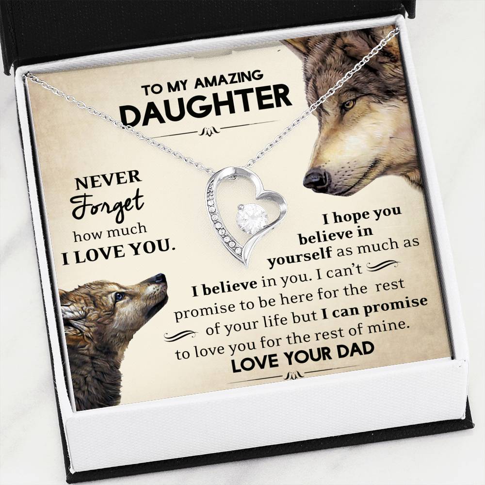 To My Amazing Daughter Never Forget How Much I love You Heart Necklace