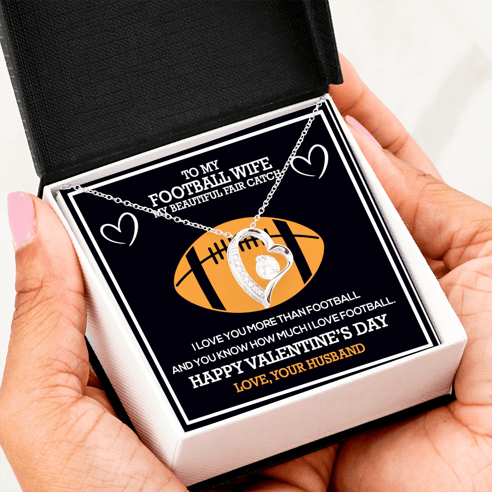 To My Football Wife Happy Valentine's Forever Love Necklace