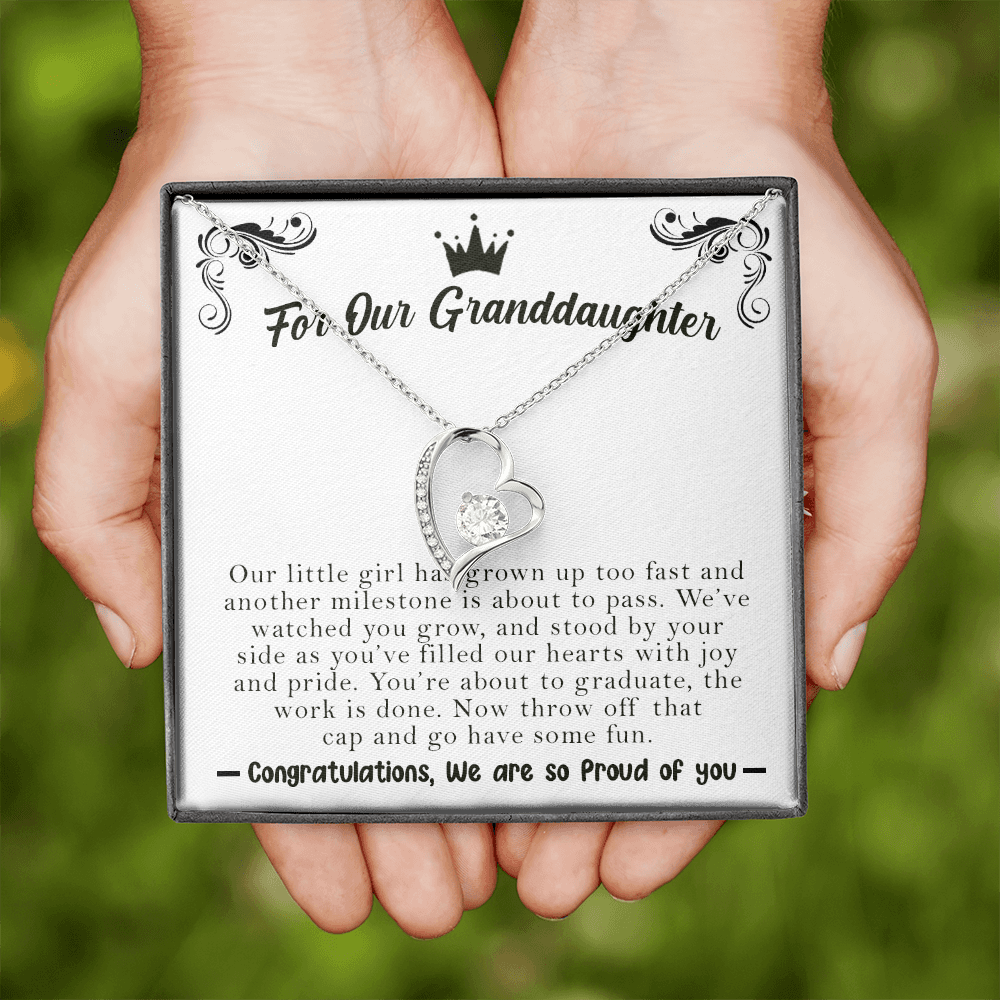 For Our Granddaughter, We Are Proud Of You Graduation Love Necklace | Graduation Gift From Grandma, Grandpa, Grandparents
