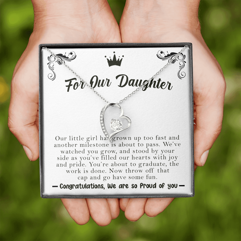 For Our Daughter, I Am Proud Of You Graduation Love Necklace | Graduation Gift From Mom and Dad