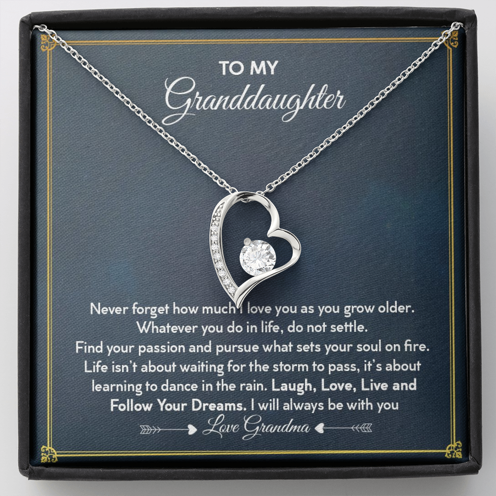 To My Granddaughter Find Your Passion Forever Love Necklace | Granddaughter Gift From Grandmother for Birthday, Graduation